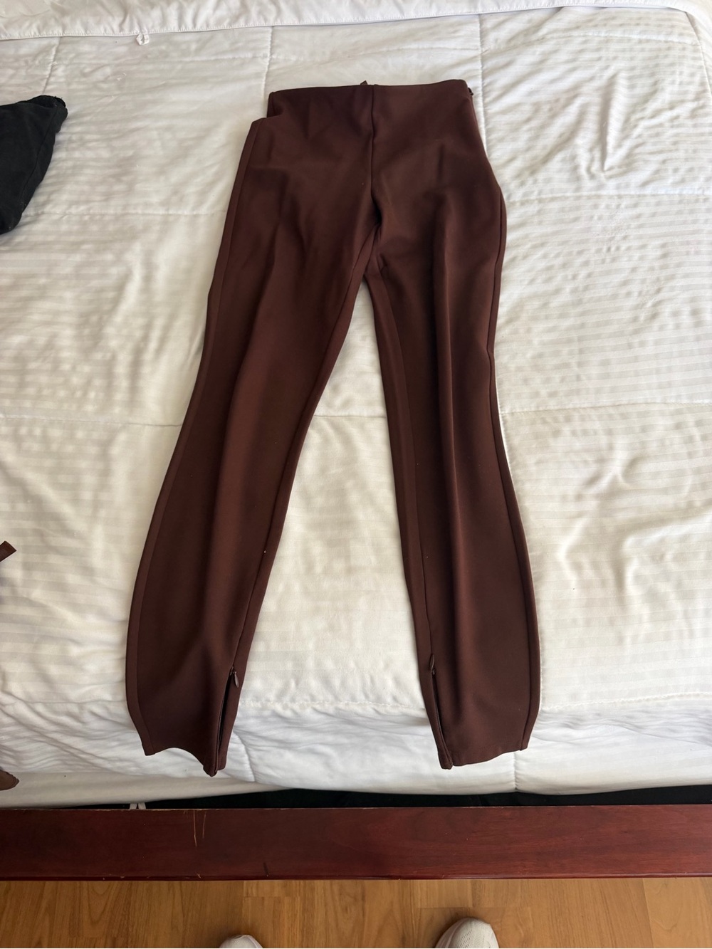Skims Women's High-Waist Ponte Skinny Pants in Chocolate Brown
